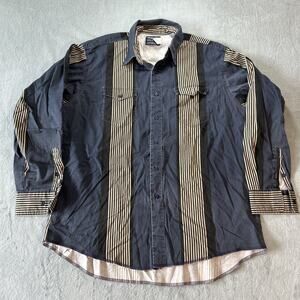 Wrangler Brush Popper Long sleeve Shirt Mens XL Western Retro Striped Vintage